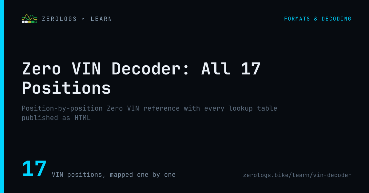 Zero Motorcycles VIN Decoder: All 17 Positions, With Lookup Tables